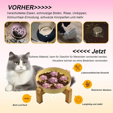 Підвищена годівниця для котів Anti Schling Napf - керамічна годівниця з антиковзним основанням, лабіринтовий дизайн, сповільнює годування, фіолетові квіти