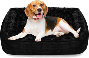 М'яке ліжко для собак Muecleao, зручне собаче ліжко з плюшу, коврик для собак та антиковзний собачий кошик для маленьких та середніх собак (Чорний, 60x50x14 см)