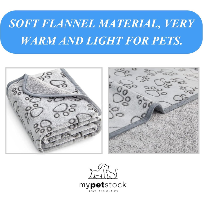 Набір з 3-х фланелевих ковдр MYPETSTOCK для собак і котів, 76x52 см, м'які, теплі, всесезонні, машинне прання, розмір M