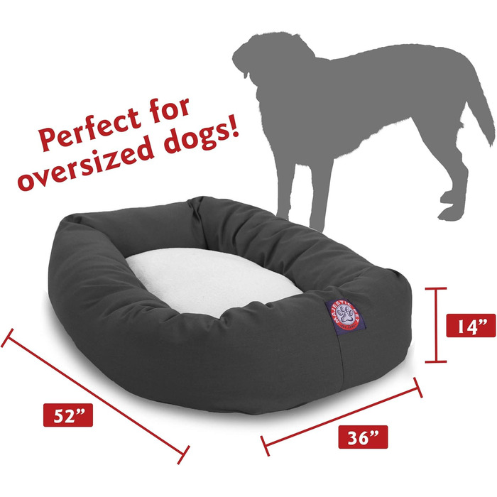 М'яке кругле лежак-донат для собак Majestic Pet XL, поліестер-бавовна, шерпа, знімний чохол, ортопедична спинка, 132×89×27 см