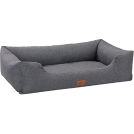 Софа-ліжко для собак MSS e.K. 60 x 44 см, сірий колір, знімний велюровий чохол та м'яка підстилка, 60 x 44 x 23 см. Підходить для великих собак, кошик для собак, лежанка для цуценят.