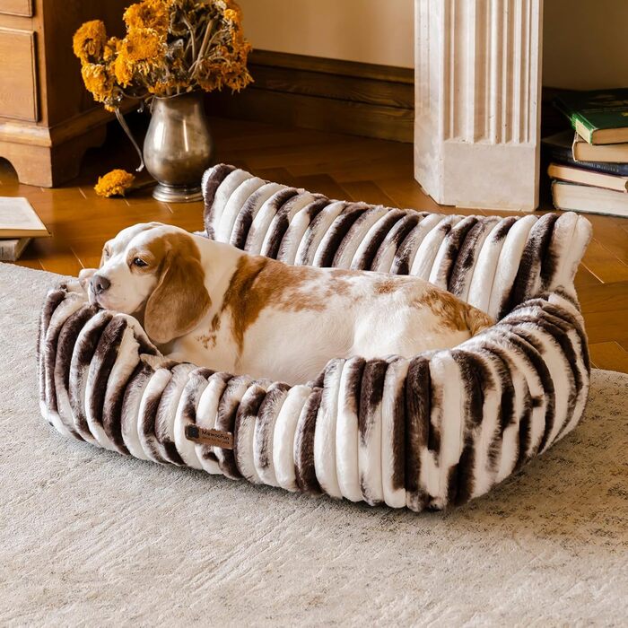 М'яке ліжко для собак та котів MEWOOFUN - зручне та затишне, 91x72x30 см (Коричневий градієнт)