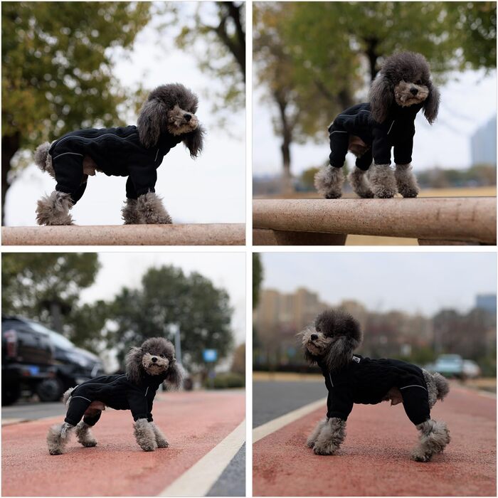 Чорна зимова куртка для собак, XL, фліс, блискавка, для великих, середніх та малих порід