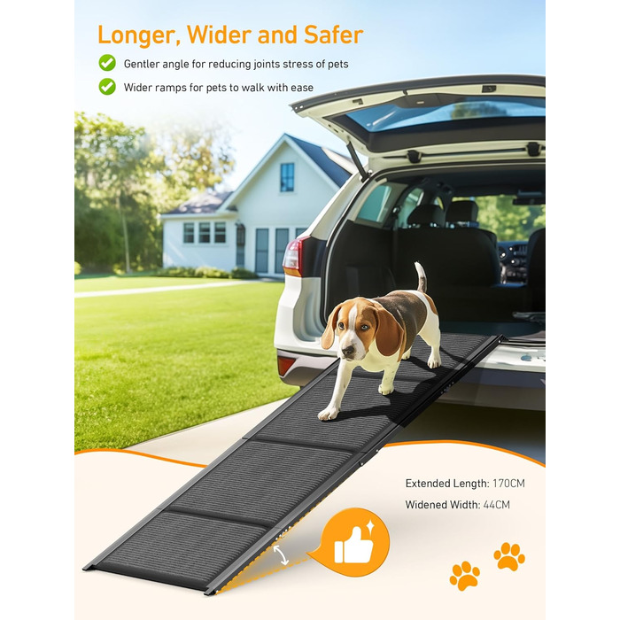 Східці для собак Hunderampe - складані, портативні, з антиковзким покриттям, для автомобілів, SUV та вантажівок (170x44 см)