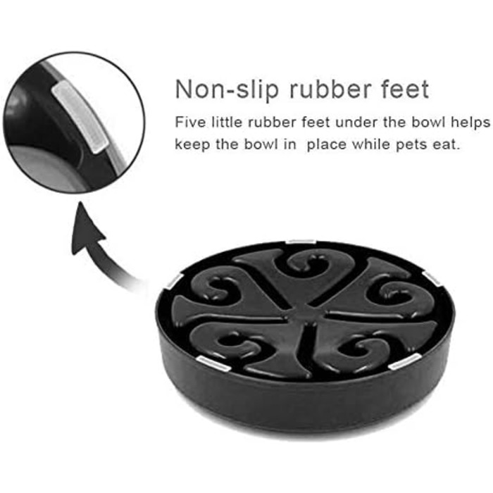Миска для собак Slow Feeder, інтерактивна, лабіринт, чорна. Запобігає швидкому поглинанню їжі та розповсюдженню розширення шлунку (bloat).