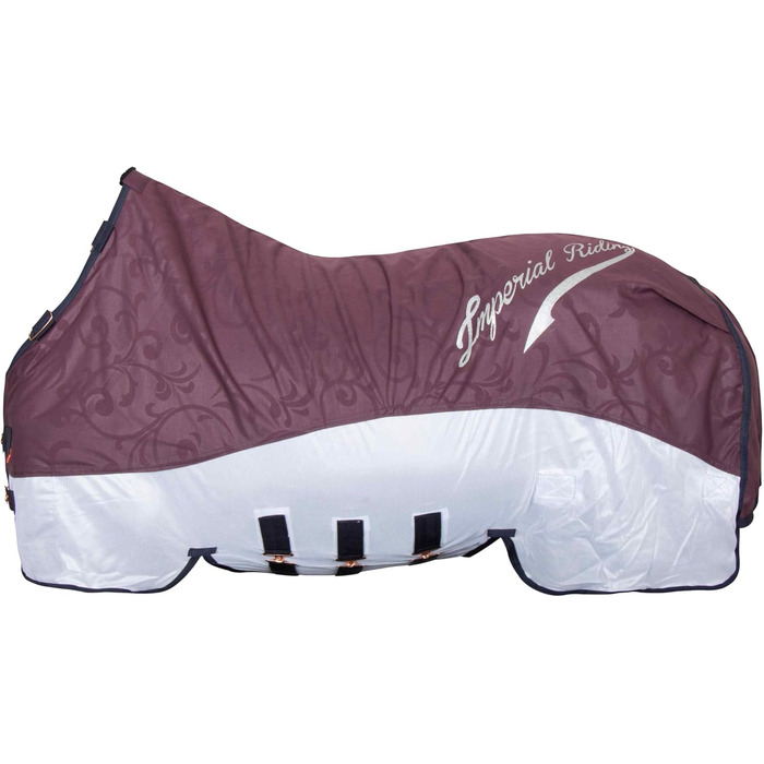 Водовідштовхуюча накидка для коней 2-в-1 Imperial Riding Super-Dry: захист від дощу та комах, з дихаючою сіткою та клапаном на животі, Бордо, 145 см