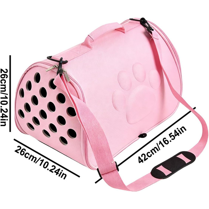 М'яка переноска для тварин з плечовим ременем | Переноска для цуценят, для відвідування ветеринара, міських активностей, подорожей, хайкінгу, на відкритому повітрі (Рожева, M)