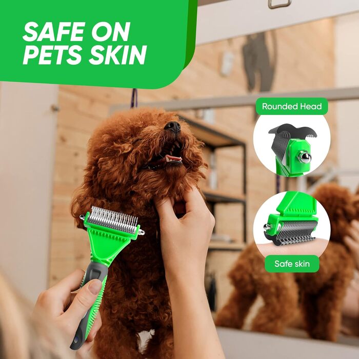 Гребінець для собак від вичісування - догляд за шерстю, випадання шерсті та вичісування. Двобічний гребінець з лезами - видаляє пух, ковтуни та заплутане волосся. Підходить для собак та котів