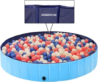 Басейн для собак Yaheetech: Складний дитячий басейн для плавання, 180x30 см (синій)