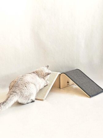 Котячий когтетоп Petrebels Design: дерев'яний когтетоп з сизалевим килимком, сірий, 38 x 23 x 23 см