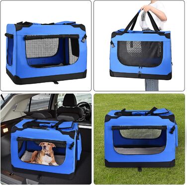 Транспортна переноска для собак PISPET, складана, 80x55x55 см, блакитна