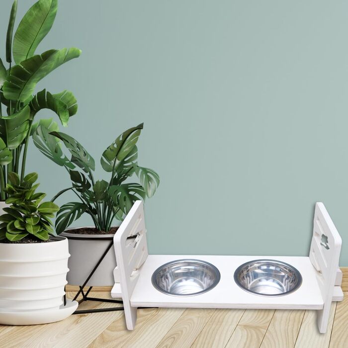 Персоналізована годівниця для собак та котів з дерева, регульована висота | Зроблено на замовлення