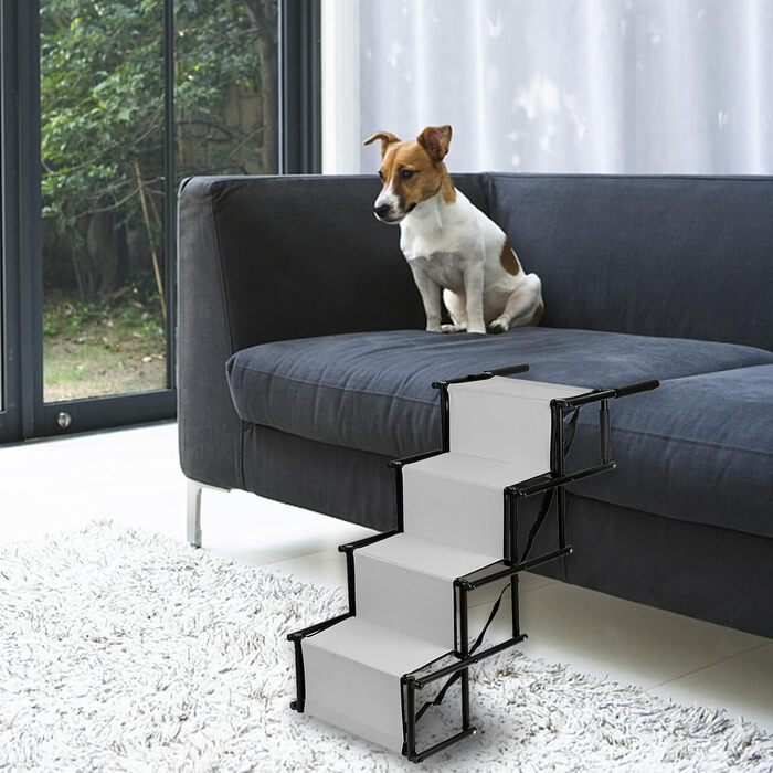 Сходинка для собак у багажник авто: захист суглобів, 4 сходинки, вантажопідйомність 75 кг, сірий колір