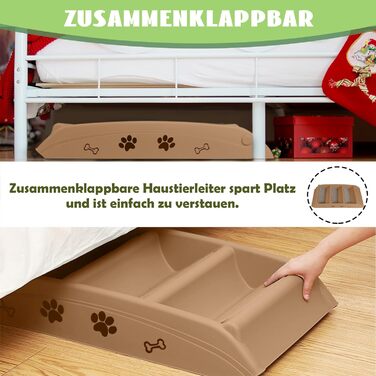 Сходинка для собак і котів SUBTLETY: складана, пластикова, з 4 протиковзкими сходинками, до 75 кг (колір: коричневий)