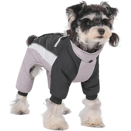 Теплий флісовий халат для собак, модний, з відбиваючими елементами, для цуценят, для холодної погоди, з D-посиланнями, регульований, кольоровий, з патчами, сніговий костюм для маленьких собак, чорний, L