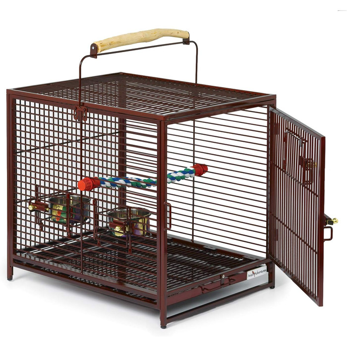 Клітка для птахів Midwest Poquito, 48 x 39,5 x 60 см, з жердками та годівницями з нержавіючої сталі, Платина (Рубіново-червоний)