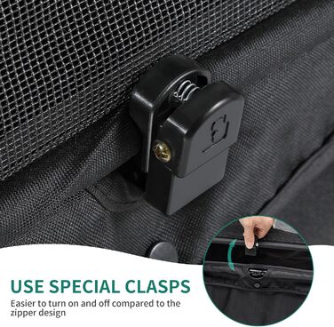 Візок для собак та котів YITAHOME, чорний, до 22 кг, складна конструкція, з сумкою, подушкою, сітковими вікнами та кошиком для зберігання