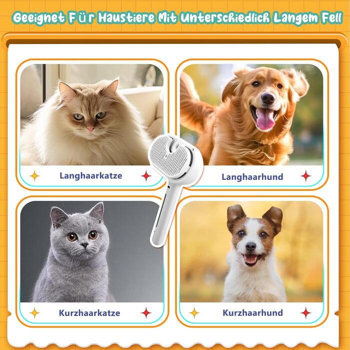 Двокомпонентна щітка для котів з парою, 2 шт. Щітка для котів та собак з розпилювачем, знімна, портативна. Підходить для короткої та довгої шерсті, видалення шерсті та догляду (білий)