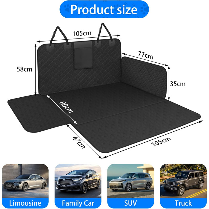 Захист для багажника автомобіля для собак, килимок у багажник для маленьких авто, водовідштовхувальний, універсальний, сірий, 185x150 см