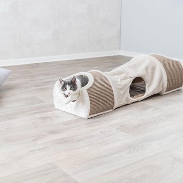 Кігтеточка-тунель Trixie 43004, 110×30×38 см, світло-сіра/коричнева/тауpe