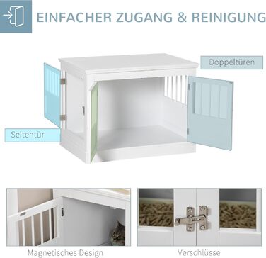 Клітка для собак PawHut, собача будка з 3 дверцятами, переноска для собак, будиночок для маленьких собак до 10 кг, білий колір, 78 x 53 x 59,3 см