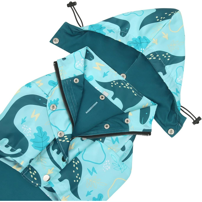 Дощовик для собак HDE, двошаровий, на блискавці, з капюшоном, розмір 3XL, дизайн динозавр