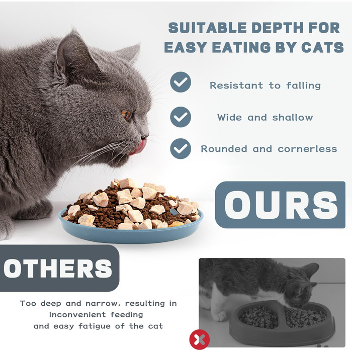 Набір мисок для котів GMMG (6 шт.) з кераміки, плоскі, для корму, миски для котів, миски для води