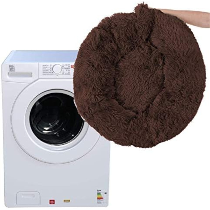 Кругле ліжко для собак Springos з антиковзною основою, 80 см, коричневе