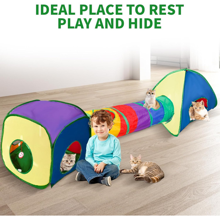 Туннель-іграшка для котів 3 в 1 з лабіринтом, куб, намет - інтерактивна іграшка для кошенят, цуценят, кроликів