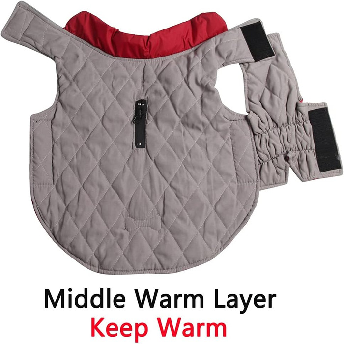 Водонепроникний теплий одяг для цуценят та маленьких собак: куртка з бавовни для холодної зими, XS (Сірий, Червоний)