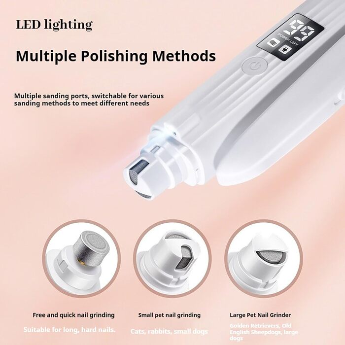 Триммер для нігтів 2-в-1 LED для собак та котів Neu з LED-підсвічуванням, захистом від бризок та регулюванням швидкості