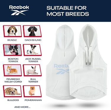 Reebok флісовий худі для собак з капюшоном, теплий зимовий светр із отвором для повідка, преміум одяг для маленьких, середніх і великих собак