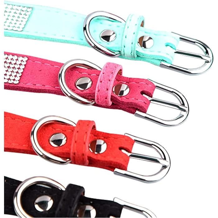 Елегантний нашийник та поводок для собак HALFSUMO з діамантами, з м'якого велюру та шкіри, регульований, для малих та середніх порід, рожевий колір