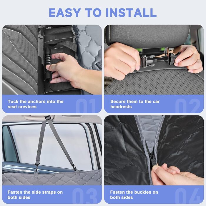 Накладка на сидіння автомобіля для собак, жорстка підкладка, витримує до 180 кг, водонепроникний захист з сіткою-вікном, підходить для позашляховиків та вантажівок, сірий колір, розмір L (147×75 см)