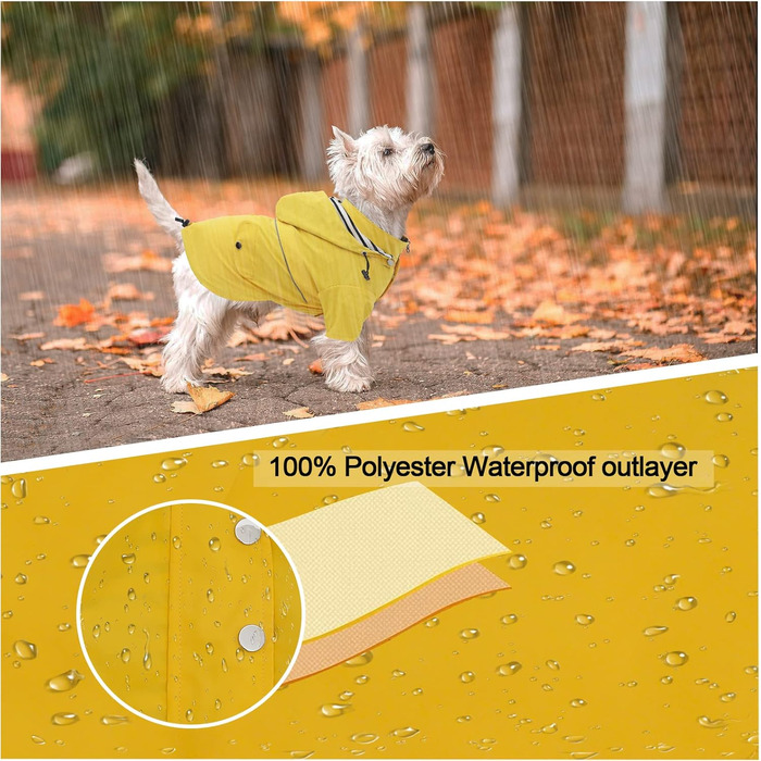 Жовтий дощовик для собак Pethiy Premium, водонепроникний, з капюшоном та кишенями, розмір L