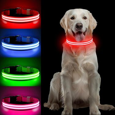 Світлодіодне нашийник для собак PCoTllar, зарядний, 3 режими світіння, регульований, водонепроникний, для малих, середніх та великих собак, блакитний, L (48-60 см)