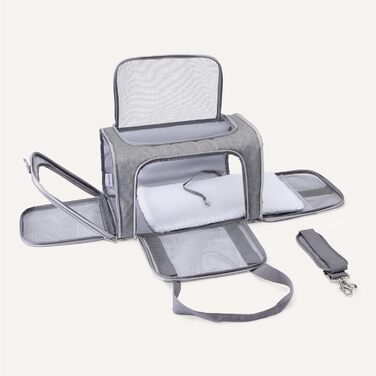 Транслювач для котів та собак Amazon Basics з регульованим ременем, м'який, схвалений авіакомпаніями, складаний та портативний, з сітчастою вентиляцією