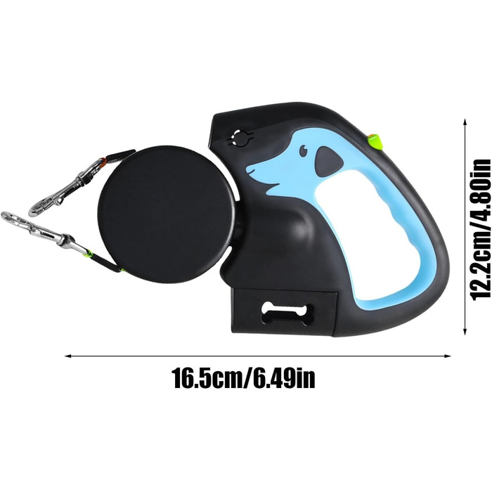 Автоматичний поводок для собак, 3 метри, подвійна ручка, міцний поводок для прогулянок, подорожей, парку, тренувань (Світло-блакитний)