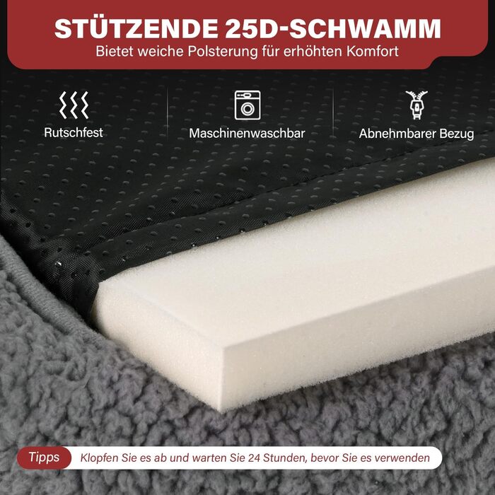 Самогріюча котяча лежанка Mora Pets: тепла, м'яка, 52x58 см, сіра