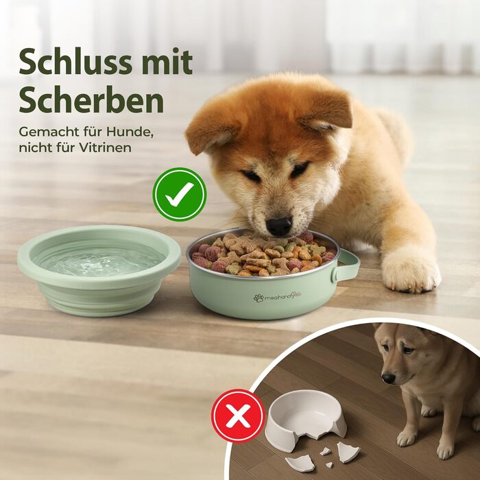 Hana Pets: Миска для годування тварин у дорогу 900 мл з кришкою - ідеальна для подорожей, на вулицю. Нержавіюча сталь, складаний силіконовий кришкою, аксесуар для собак - міцна, компактна, гігієнічна