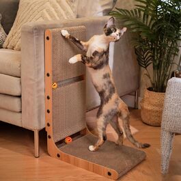 Когтеточка для котів Nekosan L-подібна, настінна, з 2 іграшковими м'ячами, для захисту дивану та стін
