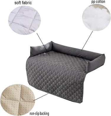 М'яке зручне ліжко-софа для котів та собак, водонепроникний чохол для ліжка, пральна собача підстилка, нековзне заспокійливе ліжко, зручні собачі килимки (90 x 90 см, світло-сірий) 90x90см світло-сірий