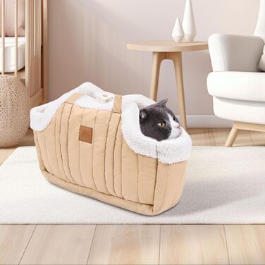 Сумочка для собак до 7.5 кг, тепла флісова переноска для цуценят та собак, зворотна транспортна сумка - переноска з плечовим ремінцем та сумкою для зберігання (Рожевий)