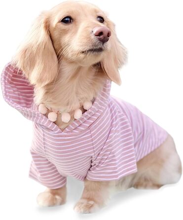 Світшот для собак Джанго, теплий, м'який, з капюшоном, для маленьких собак до 11,3 кг (Такса, цуценята), розмір S, колір: Blush Pink