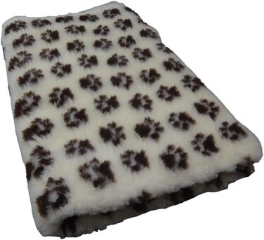 М'який лежак для собак Vet-Bed Softbed Dry-Bed: коврик, підстилка, лежанка з антиковзаючим покриттям, 22 мм ворс (1м x 0,80м, кремовий + коричневі лапки)