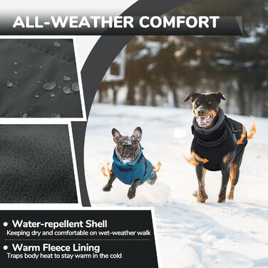 Зимовий теплий одяг для собак PUMYPOREITY: чорна куртка з інтегрованою мискою (Large)