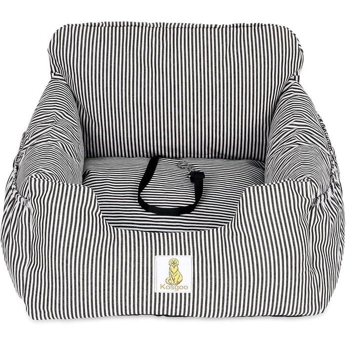 Автокрісло для собак маленьких порід, знімний та миючий чохол, підвищення для цуценят з кишенями для зберігання та страхувальним ремінцем, неслизьке дно, для авто та дому, чорний