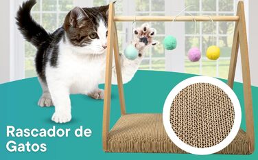 Когтеточка для великих котів з 5 іграшковими м'ячами, двостороння поверхня, посилена стійкість