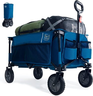Возик вантажний Timber Ridge XXL, складаний, з кишенею та тримачем для напоїв, для саду, кемпінгу, покупок (Блакитний)
