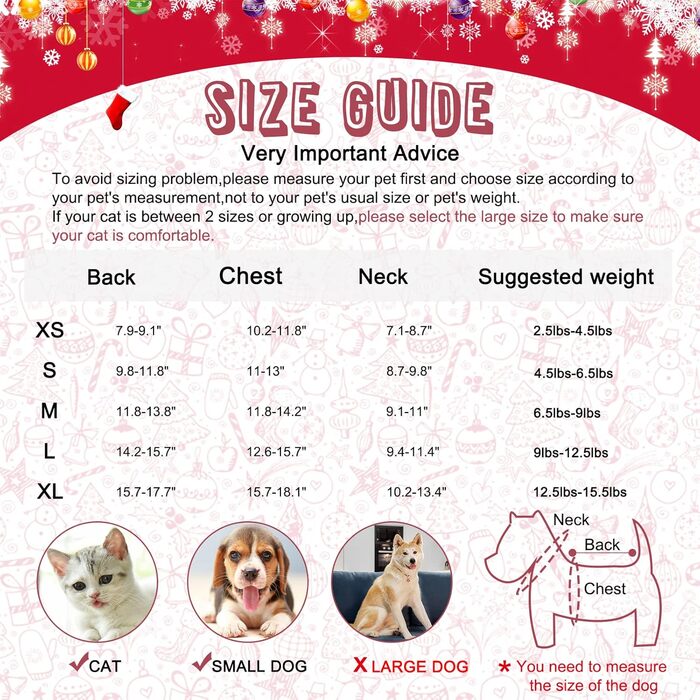 Пуловери для котів та собак HYLYUN (2 шт.) з новорічним дизайном: сніжинки, олень. Теплі зимові костюми для маленьких котів та собак